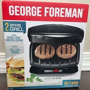 George Foreman Black 2-Serving Grill - Compact Nonstick Countertop Grill